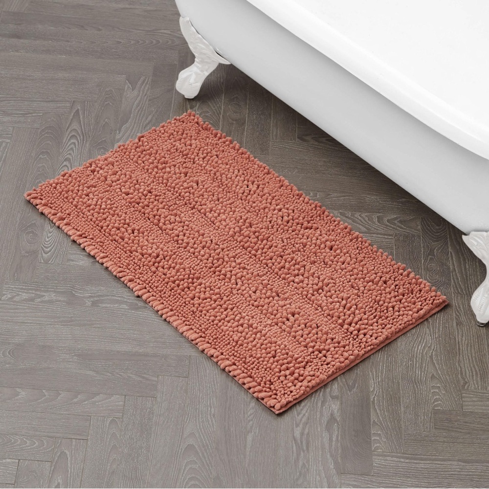 Laura Ashley Astor Chenille Bath Mat 17x24 Soft Plush Bathroom Rug Coral new